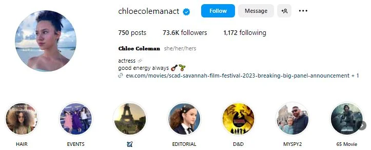 IG Profile of Chloe Coleman