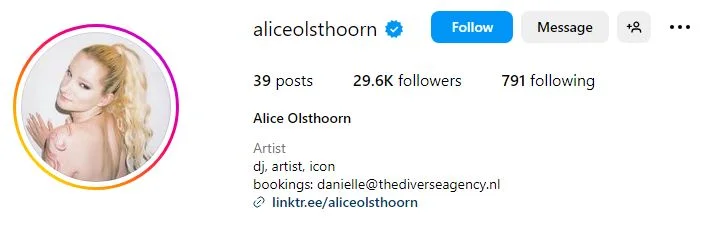 IG account of Alice Olsthoorn
