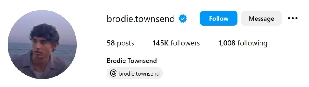 Instagram account of Brodie Townsend