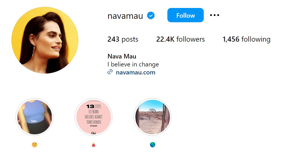 Instagram account of Nava Mau