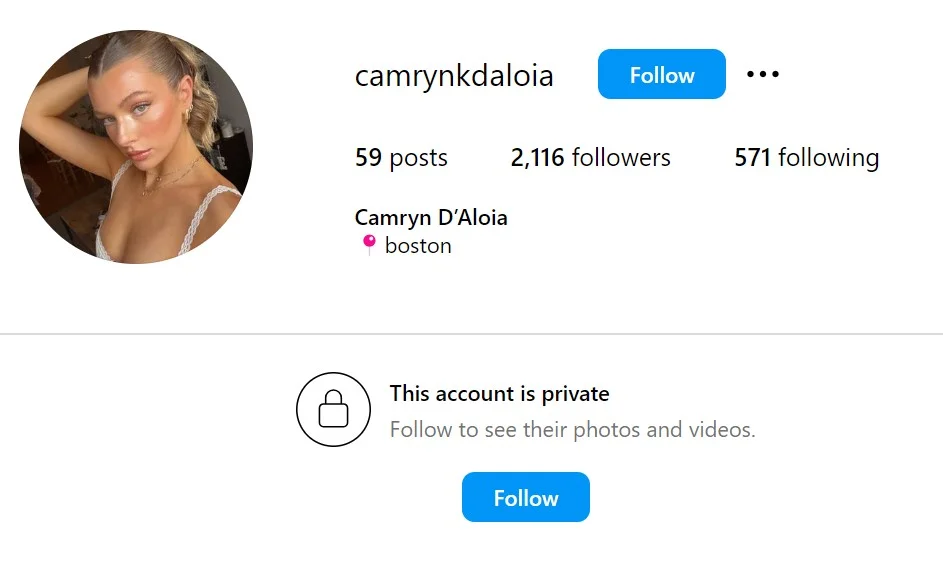Instagram profile of Camryn D’Aloia