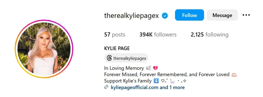 Kylie Page's IG Profile
